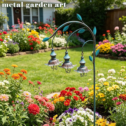 45"H Decorative Garden Stakes,Blue metal flower,Metal Yard Art(blue) | garden decor for outside;Jellyfish Floral Design,Suitable for Outdoor Garden Decor,Gift for Her