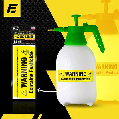 Pesticide Sticker - Insecticide Sticker Warning Signage for Pump and Garden Sprayers: Weather and Fade Resistant, Extreme Stick, Commercial Grade, Pesticide Labels - USA Made (2 Labels)