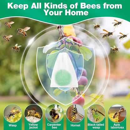 24 Pack Wasp and Bee Repellent Outdoor, Natural Peppermint Oil Carpenter Bee Repellent for Yellow Jackets, Hornets, Mud Wasp Deterrent for Indoor Outdoor Patio Garden Porch, Pet and Human Safe, Green