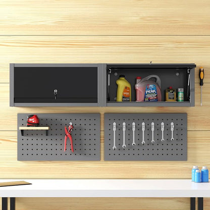 JZD Steel Wall Cabinet with Up-Flip Lockable Door, Tool Storage for Garage Workshop