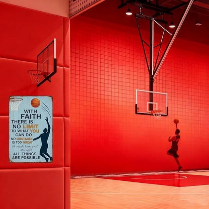 Vintage Christian Basketball Metal Sign – Faith Motivational Wall Art for Boys Room, Gym, or Locker Room – Inspirational Gift for Athletes, Teens, and Believers(Christian Basketball)