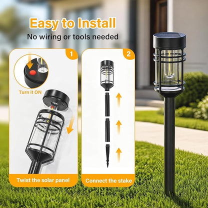 Ollny Solar Pathway Lights Outdoor 2 Packs, Solar Garden Lights IP65 Waterproof, LED Solar Powered Path Light Auto On/Off, Landscape Lighting for Yard Walkway Driveway Porch Outside Decor