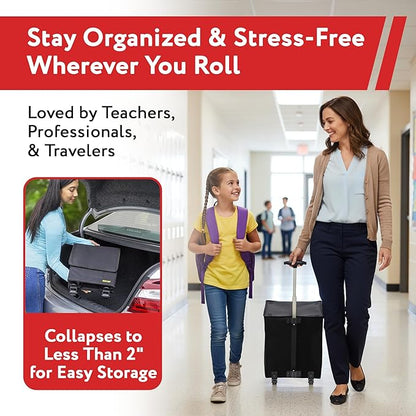 dbest products Smart Cart, BLACK Collapsible Rolling Utility Cart Basket Grocery Shopping Teacher Hobby Craft Art