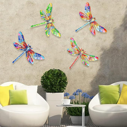 SUNREEK Metal Dragonfly Wall Decor, 12 Inches Dragonfly Outdoor Wall Art for Fence Garden Yard Patio Decorations