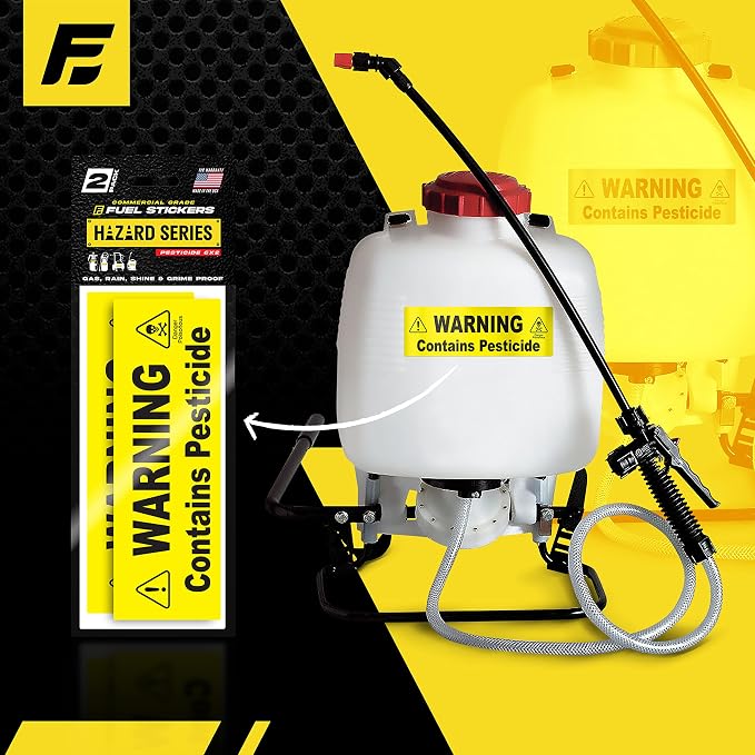 Weed Killer Sticker - Warning Signage for Pump and Garden Sprayers: Weather and Fade Resistant, Extreme Stick, Commercial Grade, Weed Killer Labels - USA Made (10 Labels)