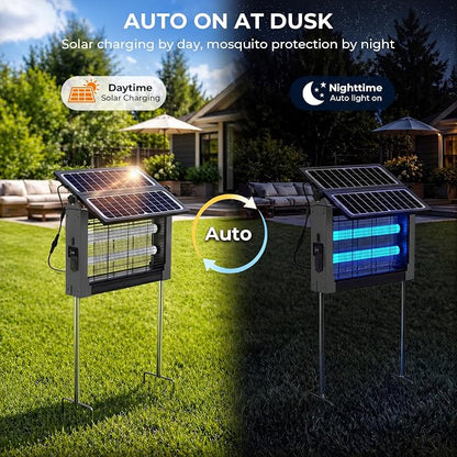 Solar Bug Zapper, 4500V Mosquito Zapper Outdoor Waterproof with Dual Solar Panel, USB Rechargeable Mosquito Killer, Cordless Fly Insect Zapper Waterproof for Patio Yard Garden Home Camping
