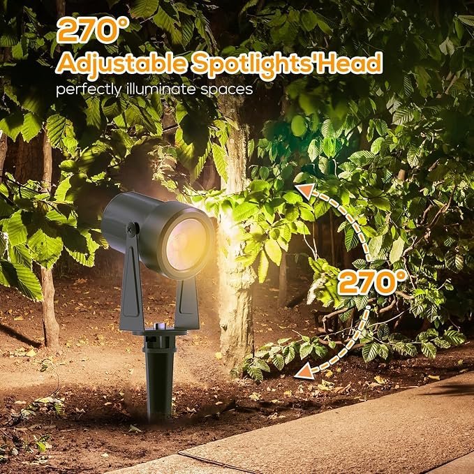 SUNTHIN Outdoor Landscape Lighting with Remote, RGBW Color Changing Spot Uplights, 8 Pack