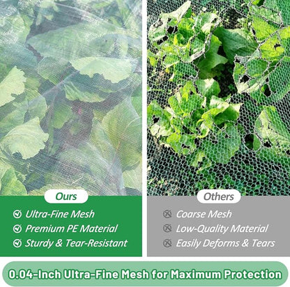 2 Pack Garden Netting for Raised Beds, 4x2FT Raised Bed Cover for Garden Protection, Ultra Fine Mesh Bird Netting Pest Barrier Screen with Drawstring for Protecting Vegetables Fruits Flowers