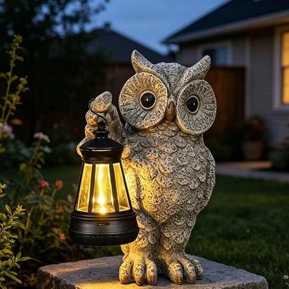 Garden Statues, owl Outdoor Figurines Decorated with Solar Lights, Unique Christmas Birthday Gifts for Moms, Grandmas, Women, Wives, Sisters (Grey Owl1)