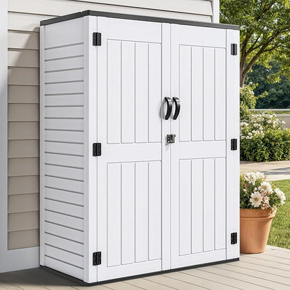 YITAHOME 59 cuft Outdoor Vertical Storage Shed, Tall Storage Shed Outdoor w/o Shelf, Outdoor Waterproof Storage Cabinet for Garage, Pool Storage, Garden Shed Outdoor Storage, Light Gray