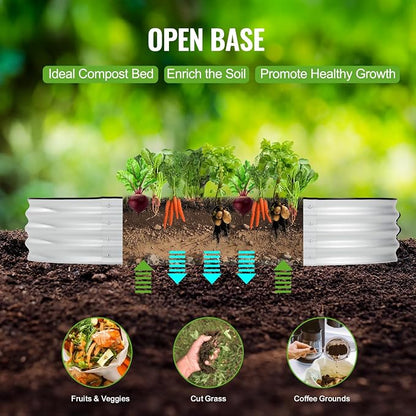 Backyard Expressions Home Galvanized Raised Garden Bed Kit 6x3x1ft, Planter Box Raised Garden Beds Outdoor, Easy Assembly Metal Raised Bed for Gardening Vegetables, Fruits, Flowers - Silver