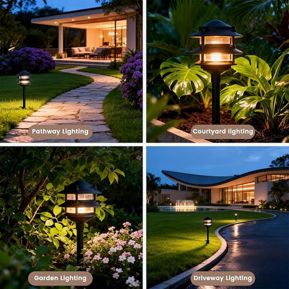 6 Pack Pathway Lights Outdoor, Metal IP54 Waterproof Bright Integrated LED Landscape Light for Walkway Garden Yard Patio Decoration, 3000K Warm White, Black, ETL UL CSA Qualified