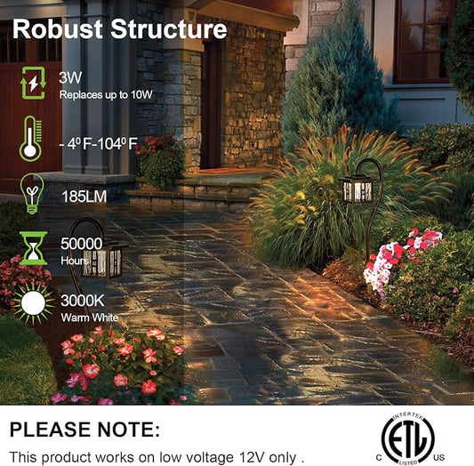 hykolity Low Voltage Pathway Lights 4 Pack, 3W 185LM 12V-15V LED Landscape Lighting, Oil-Rubbed Bronze Outdoor Path Lights, Die-Cast Aluminum Waterproof Walkway Lights for Yard Lawn, ETL Listed