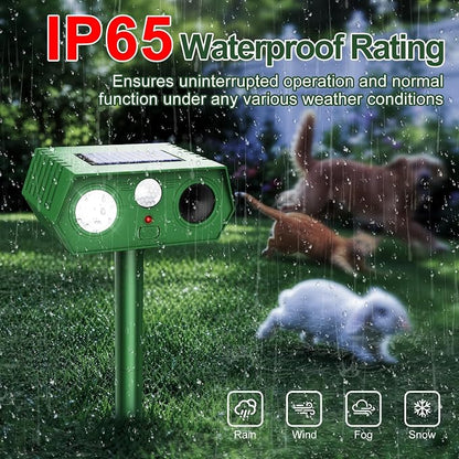 2 Pack 2026 Upgraded Solar Ultrasonic Animal Repellent Outdoor, Deer Repellent Devices Waterproof, Motion Activated Cat Repellent Outdoor, Squirrel Raccoon Skunk Rabbit Dog Bird Deterrents for Yard