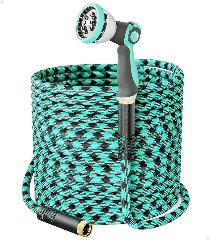 WELLUCK 50 FT Garden Hose - Ultra-Strong 3750D, Flexible Water Hose, Lightweight Non-Expanding hose with 10 Function Sprayer, Leak proof, Pressure Resistant for Yard, Outdoor