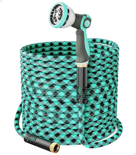 WELLUCK 50 FT Garden Hose - Ultra-Strong 3750D, Flexible Water Hose, Lightweight Non-Expanding hose with 10 Function Sprayer, Leak proof, Pressure Resistant for Yard, Outdoor