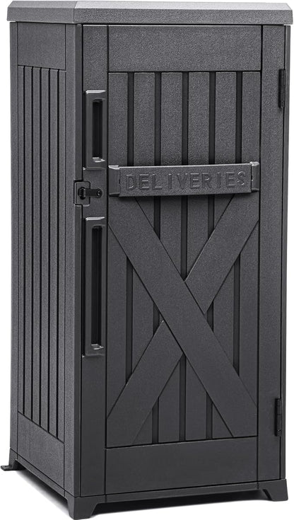 YITAHOME 60 Gallon Large Package Delivery and Storage Box | Double-Wall Resin Outdoor Package Delivery and Waterproof Deck Box for Porch, Curbside, 8.5 Cubic feet, Gray