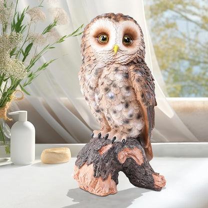 WONDER GARDEN Owl Statue Decor, Outdoor Resin Owl Figurine Sculpture for Home Outside Porch Patio Lawn Yard Decorations or Housewarming