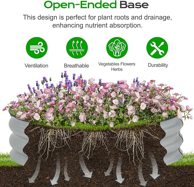 Aoodor 9" Tall 30" Metal Raised Garden Bed, Outdoor Planter Box and Raised Garden Kit for Vegetables, Flowers, Arugula and Herbs, Silver