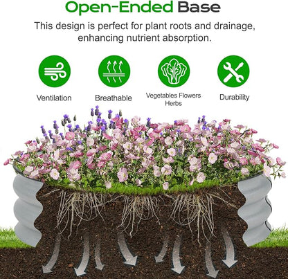 Aoodor 9" Tall 30" Metal Raised Garden Bed, Outdoor Planter Box and Raised Garden Kit for Vegetables, Flowers, Arugula and Herbs, Silver