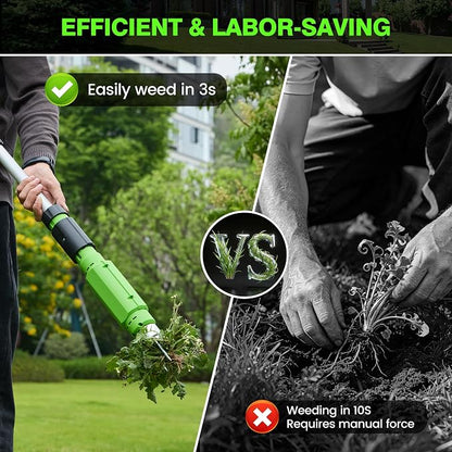 Electric Stand Up Weed Puller Tool with 3.0Ah Battery, Deep Root Removal Adjustable Handle Weeding Tool, Garden Electric Weed Puller with 3-Claw Steel Head for Dandelion, Lawn, Garden,Yard and Farm