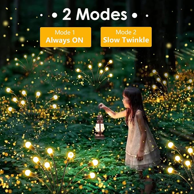 10 Pack Solar Firefly Lights Outdoor Swaying Garden Decor 80 LED Warm White | 2 Lighting Mode, Auto On/Off, Sway with Wind, Waterproof Solar lights Outdoor for Driveway Patio Veranda Courtyard Decor
