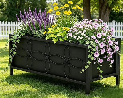 Zhongma Sturdy Raised Garden Bed with Inner Fabric Liners for Vegetables Flower, Planter Box for Backyard Patio Balcony. Inner Size: 33.85x14.17x11 inch