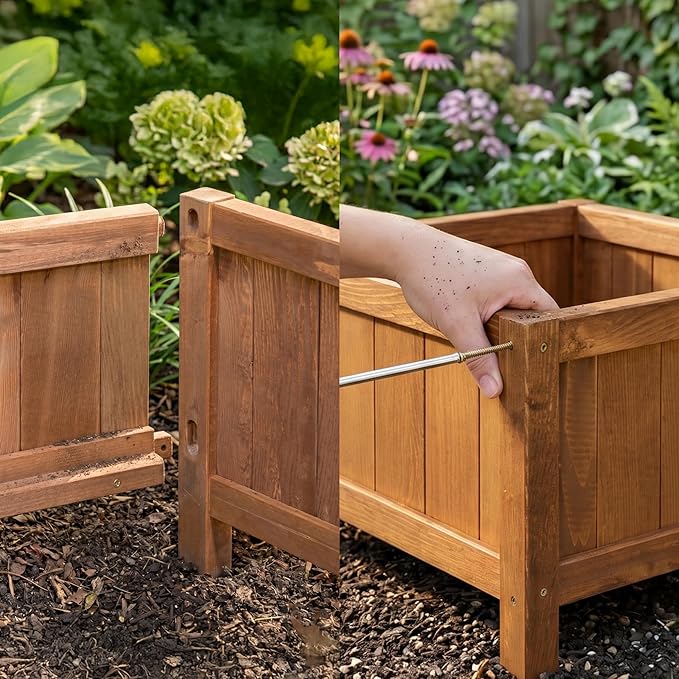 NatraHedge Hampton Classic Wooden Planter Box (44"" Lx15 Wx15 H) Brown | (Brown) Indoor and Outdoor Rectangular Garden Use for Patio Yard Greenhouse Vegatable Flowers and Herb | Weather Resistant