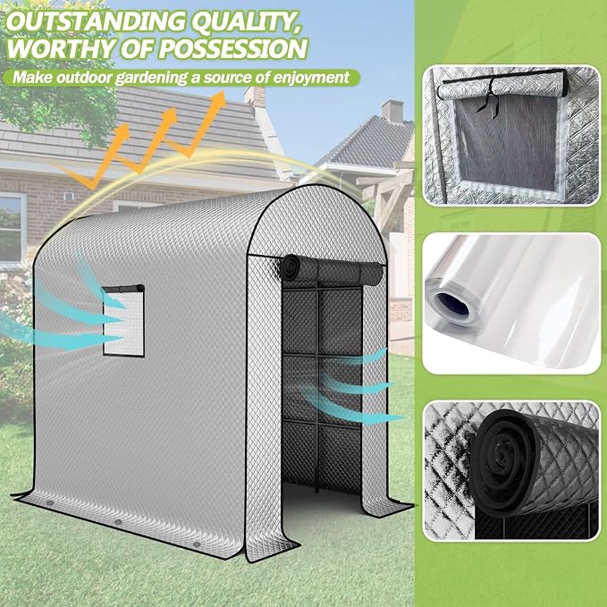 BUKLIYN Garden Arch Trellis - 90.5'' × 51'' × 90'' Greenhouses for Outdoors,Double-Layer Covering - PVC Film and Cotton Film, Suitable for All Seasons