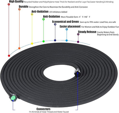 Taisia 1/2" Soaker Hose 25 ft Round Rubber Garden Soaker Hoses, Heavy Duty Drip Hose for Watering Irrigation, Water Seeper Soaker Hoses for Garden, Lawn and Plants