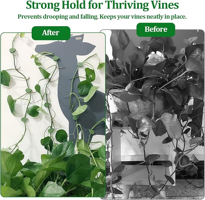 Plant Wall Clips for Climbing Vines Green Garden Stem Holder with Adhesive Climbing Wall Fixture Clips for Indoor Wall Decor, Office, Home (30 Packs)