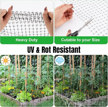 NONMON Bird Netting Deer Fence Netting 5 x 100FT Heavy Duty Garden Netting | for Chicken Coop, Protect Fruit Trees, Plants and Vegetables Against Birds, Deer, Squirrels and Other Animals