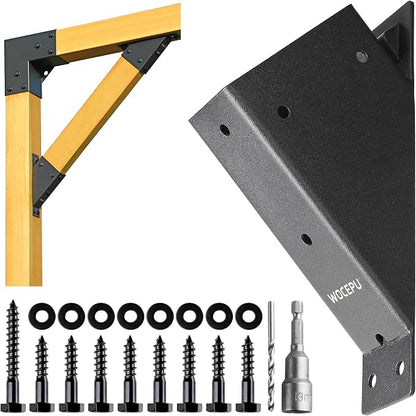 2pack 2x4 (Actual 1.5''x3.5'') Degree Angle Support Brackets, For Pergola, Gazebo, Deck Wood Frame Structures Provide Support 45° Degree Angle Bracket
