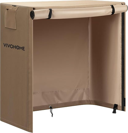 VIVOHOME 3ft Firewood Log Rack Cover, Heavy Duty 600D Oxford, Double Layer Outdoor Weather Resistant Fire Wood Storage Holder Cover with Zipper and Hook Loop Tape, Brown