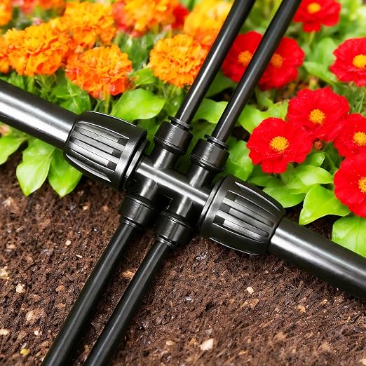 1/2 Inch To 1/4 Inch Drip Irrigation Fittings, 8 Pack Push-to-Fit 1/2" (1/2" ID x 0.65" OD) to 1/4" Drip Line Reducing Tee 1/2" x 1/4" 6 Way Splitter Connectors for Garden Irrigation System