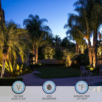LEONLITE 4-Pack 5CCT Wall Wash Dimmable LED Low Voltage Landscape Lights | 12W/7.3W/3.7W, Landscape Spotlights Outdoor, 12-24V AC/DC, 1800K/2700K/3500K/4000K/5000K, IP65, ETL Listed, Aluminum