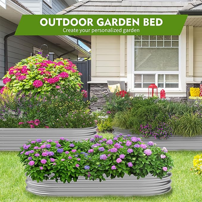 2-Pack Metal Raised Garden Bed, 4x2x1ft Galvanized Planter Box for Outdoor Vegetables & Flowers, Corrosion-Resistant Raised Garden Beds Outdoor with Open-Bottom Design, Lead-Free Herb Garden Planter
