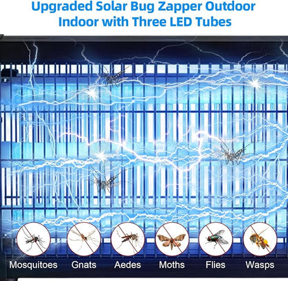 2026 Solar Mosquito Zapper Outdoor Bug Zapper Outdoor Solar 4500V Waterproof Electric Fly Trap with Panel Sensor & Indoor Insect Zapper for Home Backyard Patio Camping Garden (1 Unit)