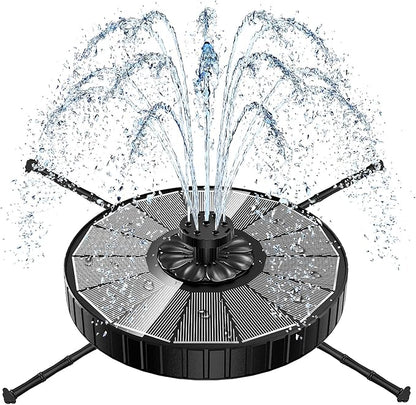 Yzert Solar Fountain, 3-Level Adjustable Water Height, 3.5W Glass Powerful Outdoor Fountain Pump with Rotating Rods & 7 Nozzles for Bird Bath, Garden, Pond, Patio, Flower Pot (2026 Model, Black)