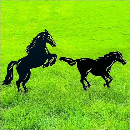 TIGGSY Horse Metal Decorative Garden Stakes Horse Gifts for Women/Men Horse Lovers Gifts Silhouette Statues for Yard Art, Outside, Patio, Outdoor Decor, Garden Decorations, Lawn Ornaments