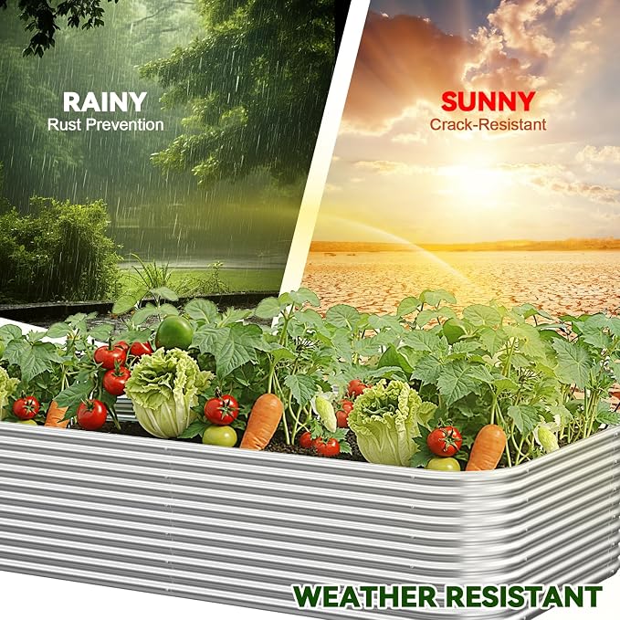 2 Pack Tall Corrugated Galvanized Steel Raised Garden Bed Outdoor, Metal Above Ground Garden Bed for Vegetables and Flowers, Raised Beds for Gardening-3x2x1.5FT