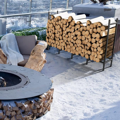 5.3ft Outdoor Indoor Firewood Rack Holder for Fireplace Wood Storage, Adjustable Fire Log Stacker Stand, Heavy Duty Logs Stand Stacker Holder for Fireplace Metal Lumber Storage Carrier Organizer