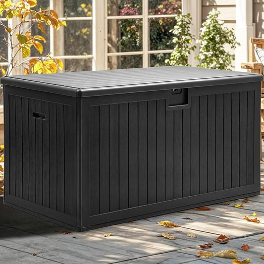 YITAHOME 260 Gallon Double-Wall Deck Box with Divider & Side Handles | Outdoor Large Storage for Patio Furniture Cushions, Garden Pool Accessories, Water Resistant & Lockable