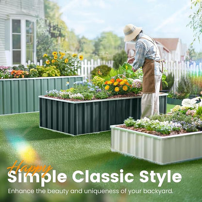 KING BIRD Galvanized Raised Garden Bed with 2 Installation Methods for DIY, 101" x 36" x 24" Heightened Planter Kit Box Outdoor for Deep-Rooted Vegetables, Flowers, Dark Grey