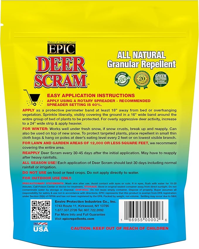 Epic REPELLENTS Deer Scram All Natural Granular Repellent - All-Natural, Animal, People and Pet Safe Granule (6 lb Bag)