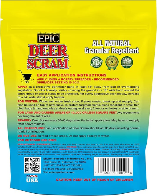 Epic REPELLENTS Deer Scram All Natural Granular Repellent - All-Natural, Animal, People and Pet Safe Granule (6 lb Bag)