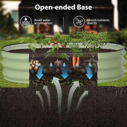 Winpull Raised Garden Bed Kit, 4x2x1 ft Galvanized Planter Box Outdoor with Safety Edging, Large Metal Raised Beds for Gardening Vegetables Flower Herb (Avocado Green)