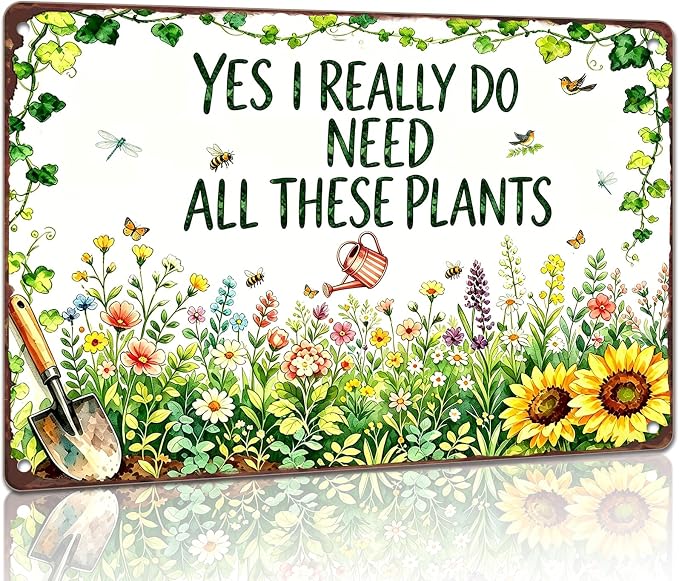 Garden Decor for Outside Gardening Gifts for Women Outdoor Patio Decor | Garden Signs for Outside Greenhouse Yard Whimsical House Decor Vintage Metal Wall Art Plant Lovers Gifts for Mom Wife Grandma