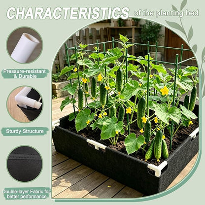 2.2*2.2FT Felt Garden Raised Bed with Plant Covers, No-Tool Growing Bed with Bug Insect Proof Mesh Plant Tents & Sun Shade, 3 Sizes Plant Protection System for Vegetables, Fruits & Flowers