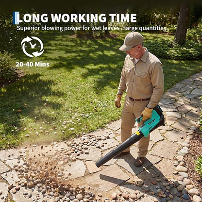 GarveeTech Cordless Leaf Blower - 550CFM & 150MPH, Electric Leaf Blower 2 * 2.0Ah Battery, 20V Blowers Cordless, Lightweight Battery Blowers for Lawn, Patio, Yard, Garden, Outdoor